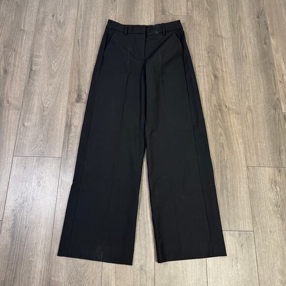 J.Crew Wide Leg Trouser Pants WMNS 4 Black Four-Season Stretch Carreman Hi-Rise - Picture 3 of 8
